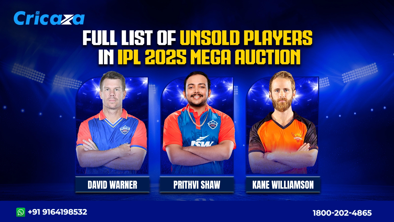 From David Warner to Prithvi Shaw Full List of Unsold Players in IPL 2025 Mega Auction